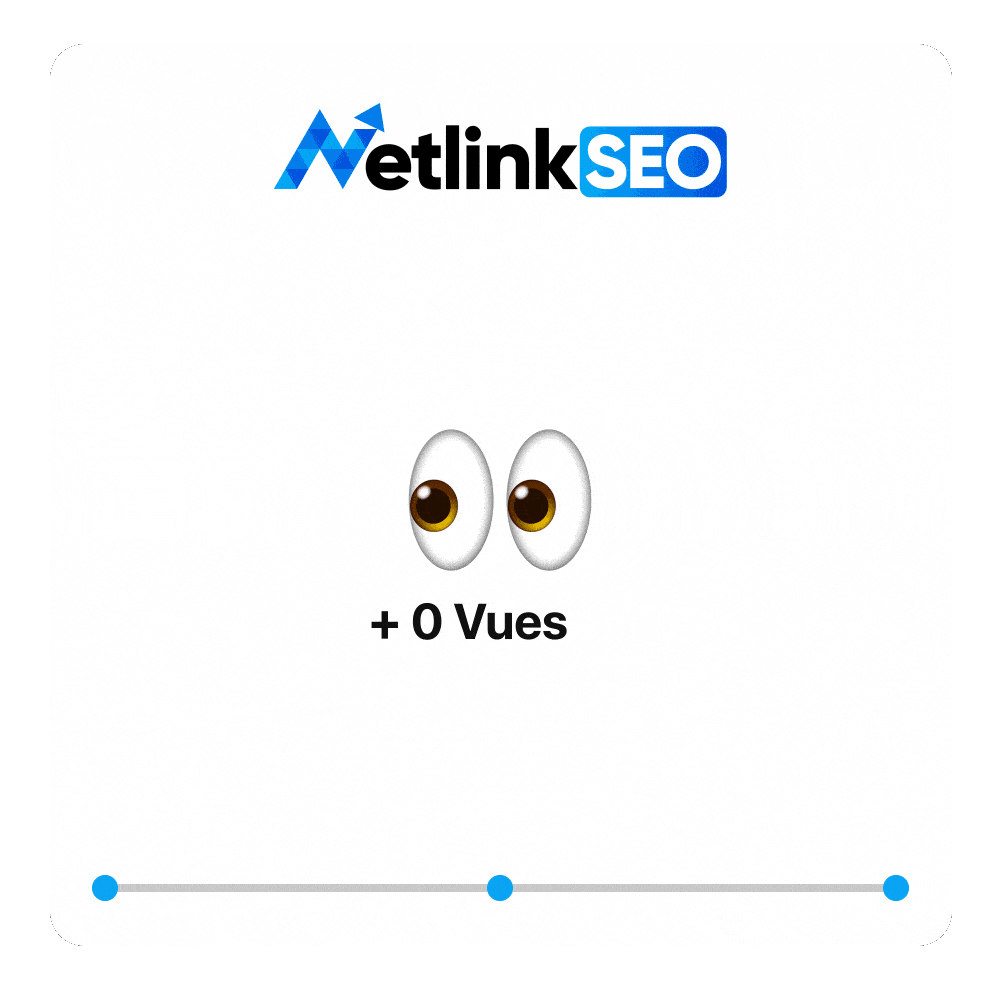 Graphique visibilité NetlinkSEO, zéro vues, emoji yeux.